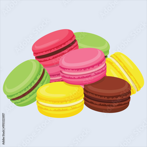 Macarons art colored dessert illustration