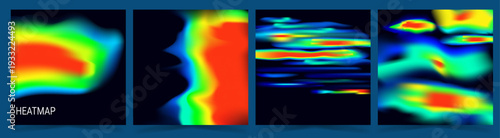 Heat map. Abstract infrared thermographic vibrant heatmap gradients on dark background. Colorful data visualization style with smooth thermal transitions for tech presentation