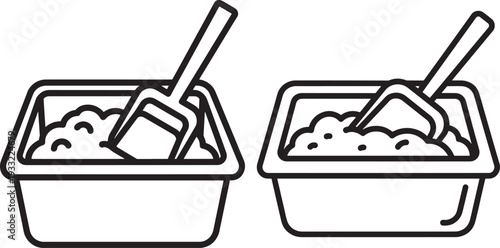 Cat litter box with scoop pet hygiene silhouette