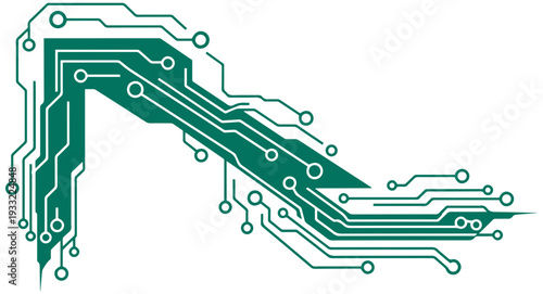 Stunning green circuit board design with dynamic lines and dots