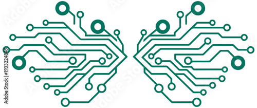 Innovative circuit board design resembling butterfly wings in green