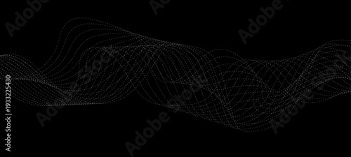 Elegant Abstract Monochrome Wave Line Vector Background Featuring Flowing Curved Strands, Dynamic Light Trails, and Futuristic Minimal Black and White Digital Soundwave Pattern Design