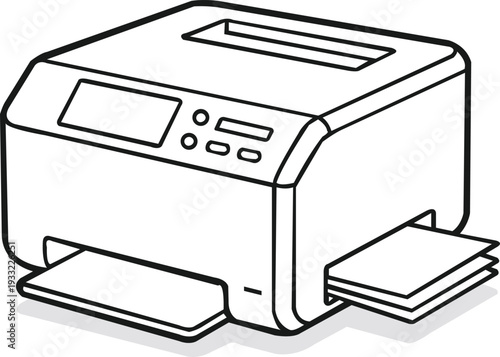  Bold yet clean line illustration of a multifunction printer