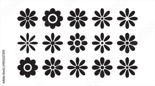 Floral ornament silhouette set for textile wallpaper and surface pattern design