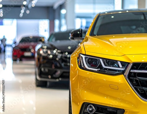 Luxury Cars on Display in Showroom.
