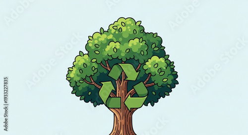 Tree with recycling symbol on transparent background eco friendly illustration