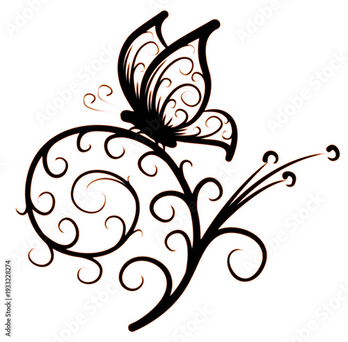 The stylized butterfly with Flower pattern.