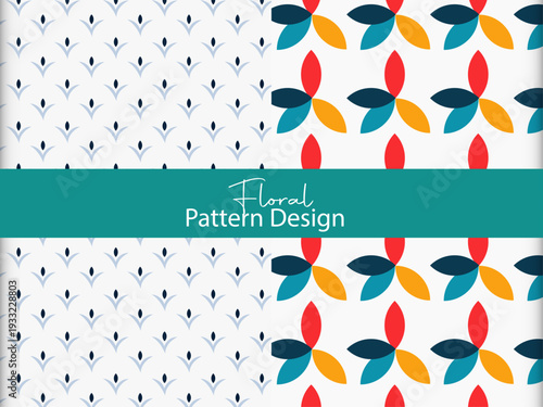 Vector watercolor painted flower. Hand drawn flower design elements isolated on white background, Mockup of 4 customizable repeatable patterns	