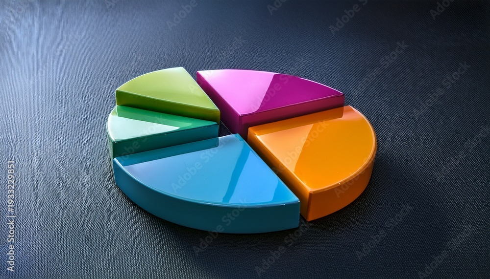 Obraz premium colorful 3d pie chart on dark surface