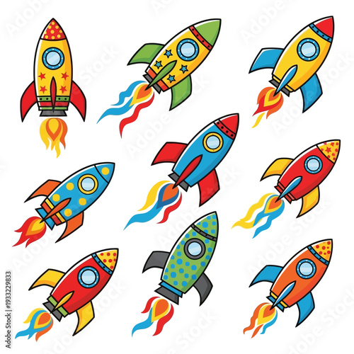 seamless pattern with space rocket