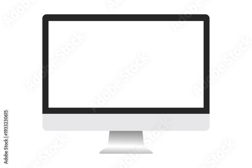 Realistic computer screen mockup. Computer display on three sides with blank screen