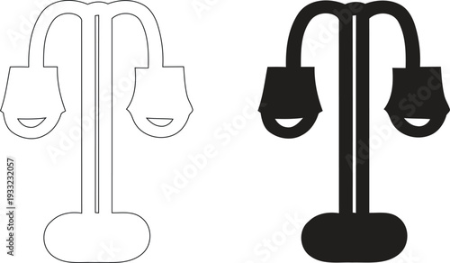 Street Lamp Outdoor Post Light Icon, Urban Infrastructure City Lighting Symbol, 4k High Quality Minimalist Exterior Lantern Vector