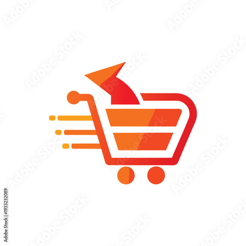Minimalist Abstract Cart and Arrow Logo for Fast Shopping
