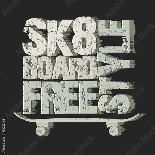 Skateboard Vibes Retro Graphic With Skateboard