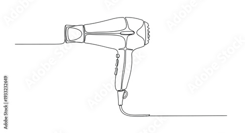 Continuous one line drawing of professional hair dryer for beauty salon
