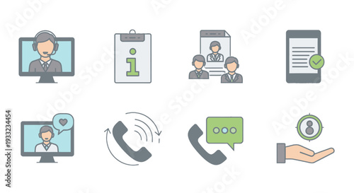 Collection of modern communication icons representing various aspects of digital interaction.