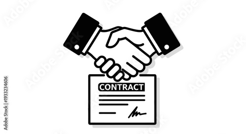 Handshake and Contract Agreement Illustration.