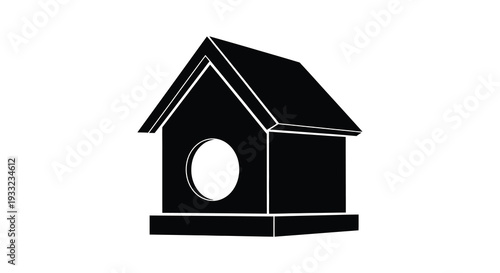 A stark black silhouette of a simple birdhouse against a white background showcasing minimalist design silhouette high quality