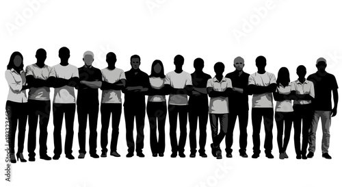 Diverse group of people standing together in unity and solidarity.