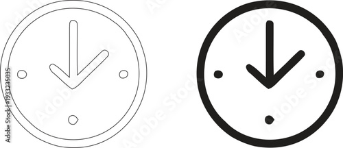 Deadline Wall Clock Icon with Down Arrow, Time History Countdown Symbol, 4k High Quality Minimalist Schedule Vector Illustration