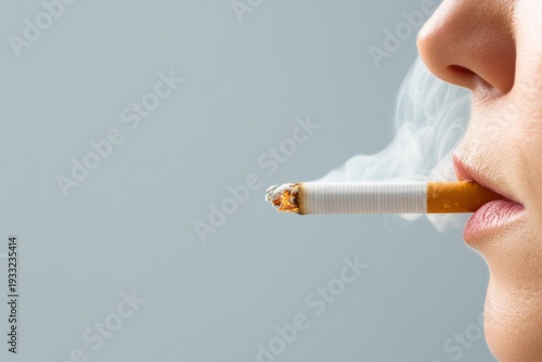 Illustration of Smoking Hazards with Faceless Features and Clean Background