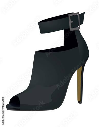 Black strap sandal. vector illustration
