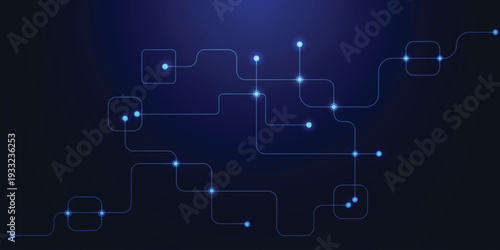 Neon Blue Circuit Route Background – Futuristic Digital Network Lines Wallpaper