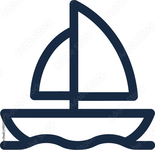 A sleek mobile app icon featuring a stylized sailboat graphic design vector illustration