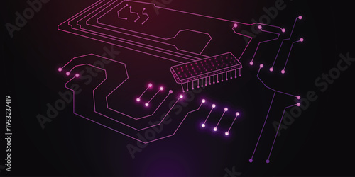 Neon Blue Circuit Board Traces on Dark Background – Futuristic Tech Wallpaper