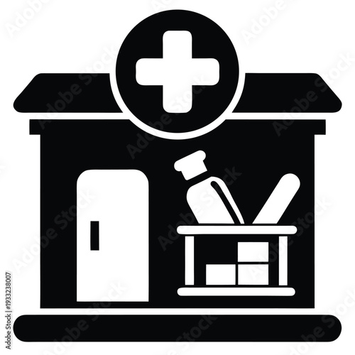 Pharmacy Store with Mortar and Pestle Icon
