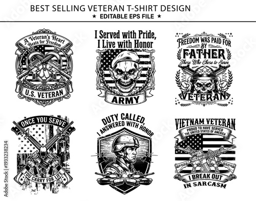 USA Best Veteran T-shirt design bundle ,Best selling veteran tshirt design with usa flag gun solder 