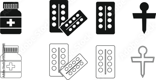 Medical and religious symbols isolated on transparent background