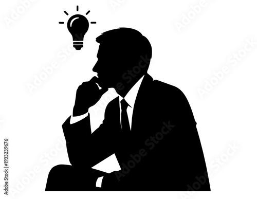 Businessman Silhouette Thinking with Lightbulb Idea Vector
