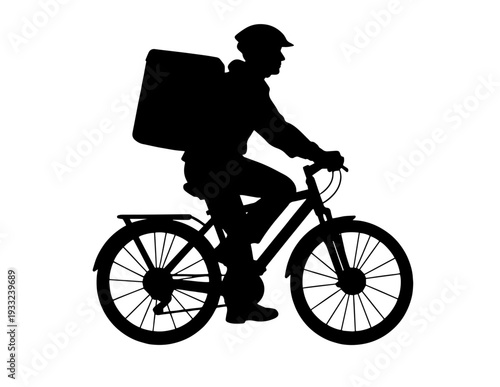 Delivery Man Riding Bicycle Silhouette Vector