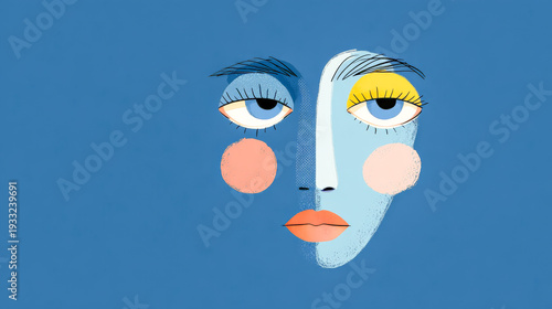 Abstract woman face portrait with colorful details