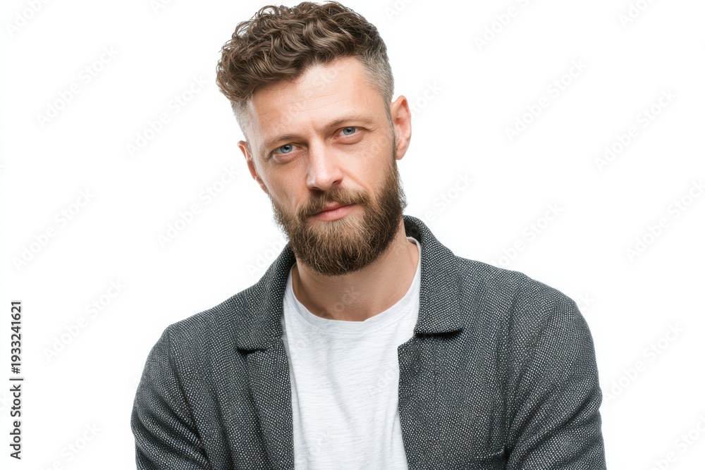 Fototapeta premium Handsome man exuding confidence in stylish attire