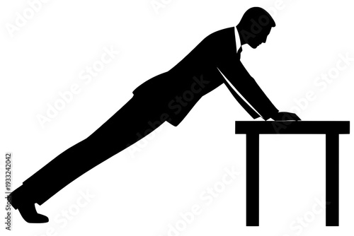 Standing Desk Plank Yoga - Office Core Strength Exercise Wellness Silhouette
