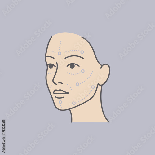 Facial Contour Marks Illustration on Neutral Background