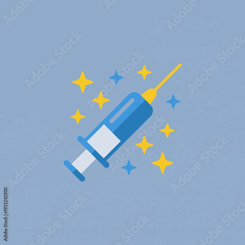 Syringe with Stars Representing Rejuvenation and Beauty