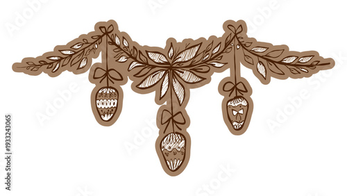 Easter Egg Garland clipart in crayon and chalk style with hanging bunting decoration