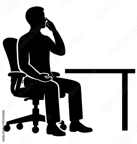 Alternate Nostril Breathing Desk - Office Pranayama Meditation Stress Relief Silhouette
