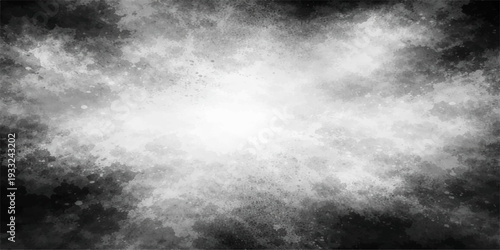 A dark and moody abstract background of swirling black and white smoke textures creates a dramatic storm cloudscape with motion and light
