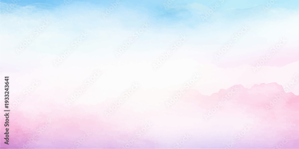Obraz premium Beautiful abstract watercolor background featuring bright blue sky and fluffy white clouds in a sunny summer atmosphere filled with colorful light