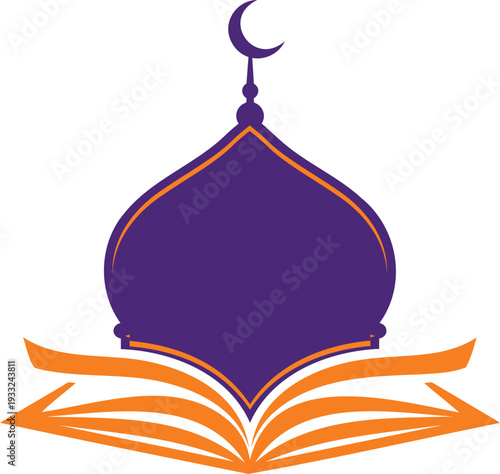 Islamic Dome and Open Book Symbolizing Faith and Knowledge Vector Illustration