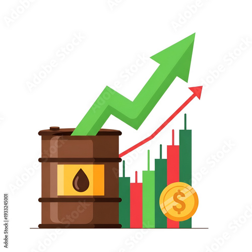 Energy market stock increase and oil refinery production vector