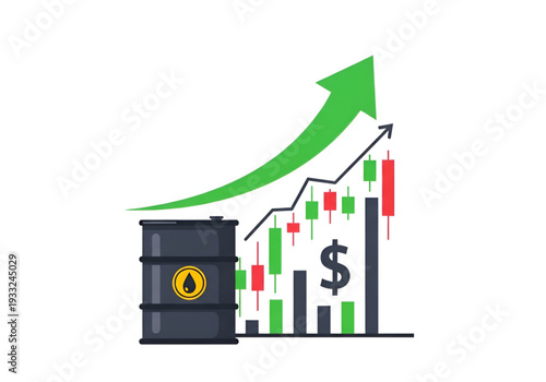 Brent oil price hike and global energy crisis illustration
