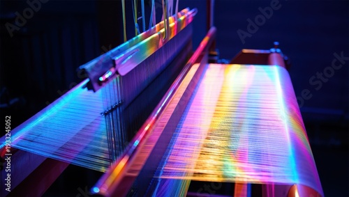 Obraz na płótnie Abstract Rainbow Threads on a Loom