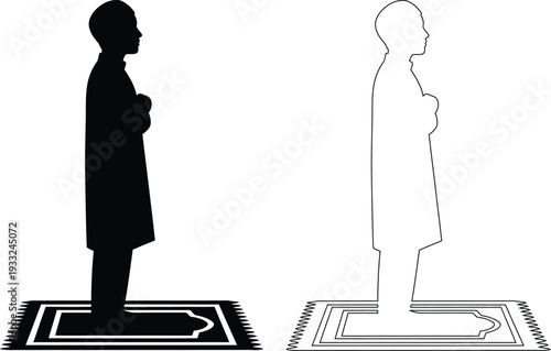 Two silhouettes demonstrating different walking directions on pressure-sensitive mats