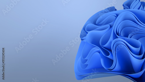 An abstract fabric flower in 3D render looks three-dimensional and dynamic.