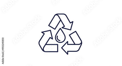 Recycling symbol with a water droplet on transparent background eco friendly icon silhouette